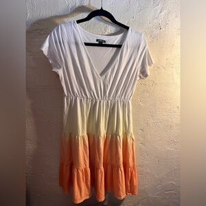 Wild Fable White Orange Yellow summer dress v neck ruffles back to school beach